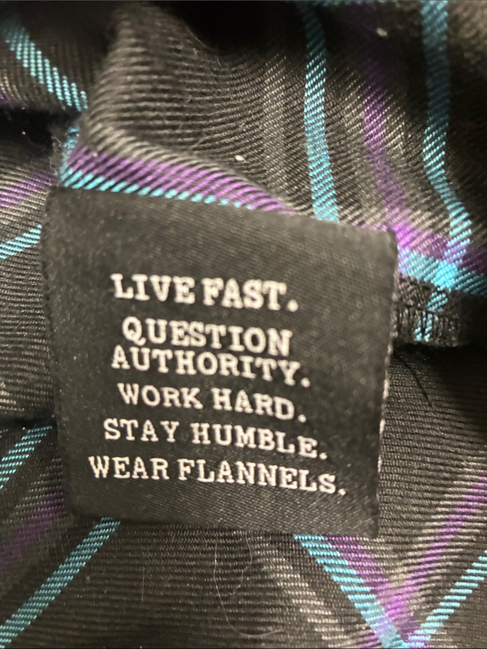 DIXXON Black Plaid Button-Down Shirt with Blue & Purple Lines "scared steel" - Picture 7 of 8